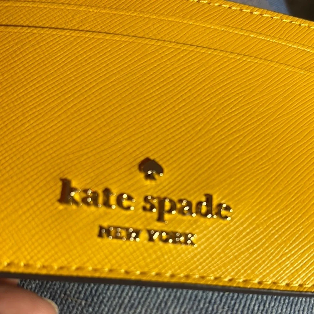 Kate Spade Madison Saffiano Leather Daffodil Yellow Card Holder NEW